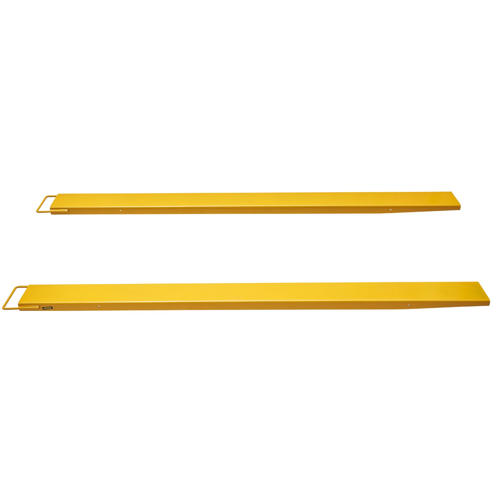 Extensiones de horquilla para palés VEVOR, 96" de largo x 6.5" de ancho, de acero al carbono de alta resistencia para montacargas, 1 par, accesorios industriales para montacargas, color amarillo