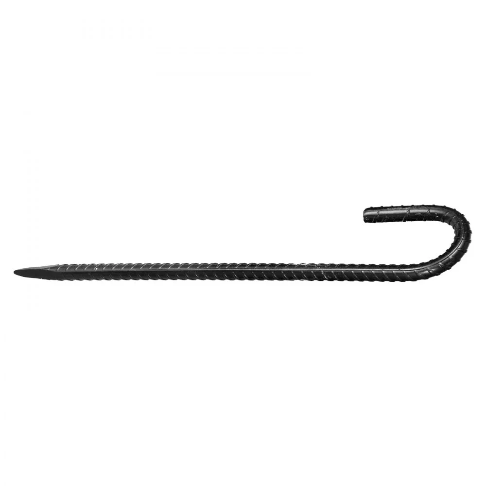 Estacas de refuerzo VEVOR de 30 cm, resistentes, con gancho en J de 1 cm de diámetro, anclajes de acero galvanizado con punta de cincel y revestimiento resistente a la oxidación, para jardinería, cercas y tiendas de campaña (paquete de 16)