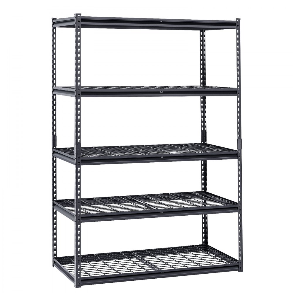 VEVOR Storage Shelves, 3000 lbs, 5 Tier Heavy Duty Garage Shelving, 24" D x 48" W x 72" H Adjustable Metal Shelves for Industrial Shelving Unit Utility Shelf, for Kitchen, Warehouse, Basement, Black