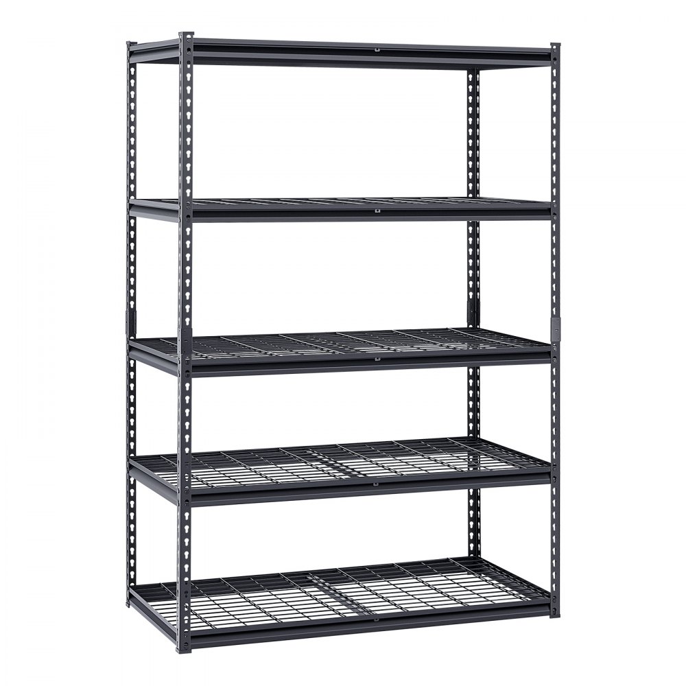 VEVOR Storage Shelves, 3000 lbs, 5 Tier Heavy Duty Garage Shelving, 24" D x 48" W x 72" H Adjustable Metal Shelves for Industrial Shelving Unit Utility Shelf, for Kitchen, Warehouse, Basement, Black