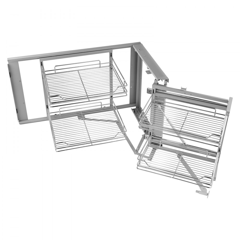 VEVOR 18"W Opening Blind Corner Pull Out Organizer, 2 Tier 4 Shelf Kitchen Cabinet Organizer, Magic Chrome Carbon Steel Storage Basket, Slide Out Storage Organizer, Left & Right Open Compatible
