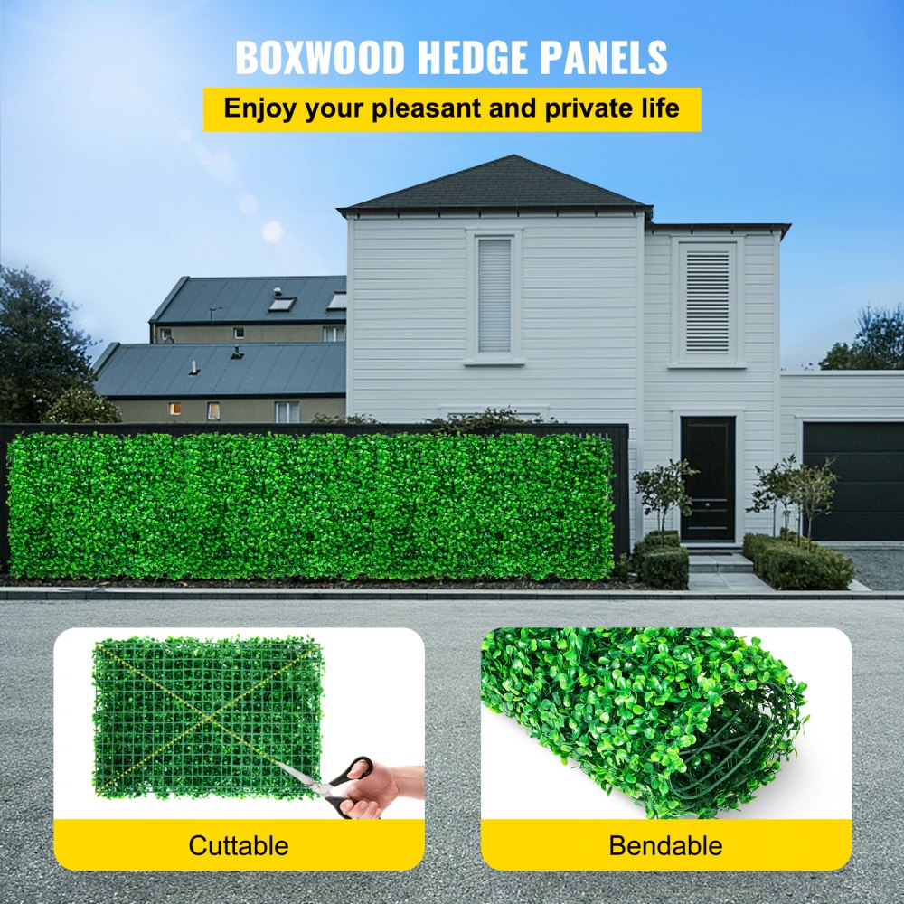 VEVOR Panel de boj artificial UV, 4 piezas, seto de boj, césped artificial, fondo de pared, 61 x 40 cm, césped verde, seto falso para decoración, valla de privacidad, interior, exterior, jardín, patio.