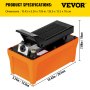 VEVOR Air Hydraulic Pump 10000 PSI Air Over Hydraulic Pump 1/2 Gal Reservoir Air Treadle Foot Actuated Hydraulic Pump 3/8" NPT with 4.1 ft Hose 2 Connector Single Acting for Car Repair (Orange)