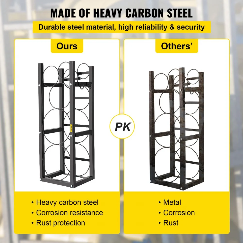 VEVOR Refrigerant Tank Rack with 2x30lb and Other 3 Saving Space Cylinder Tank Rack 35x13x14-inch Refrigerant Cylinder Rack Gas Cylinder Racks and Holders for Gas Oxygen Nitrogen Storage