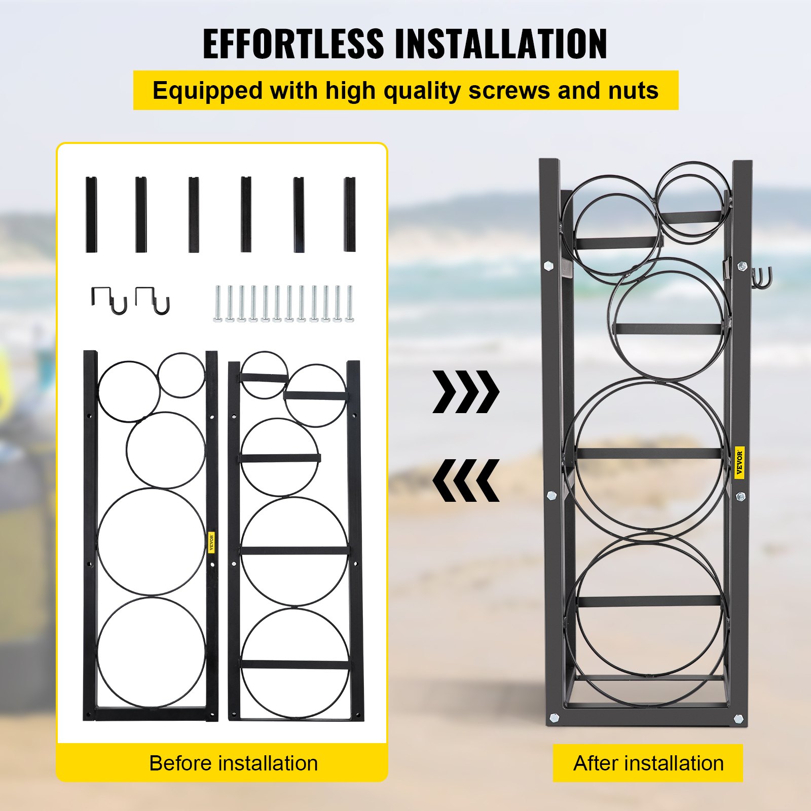 VEVOR Refrigerant Tank Rack with 2x30lb and Other 3 Saving Space Cylinder Tank Rack 35x13x14-inch Refrigerant Cylinder Rack Gas Cylinder Racks and Holders for Gas Oxygen Nitrogen Storage