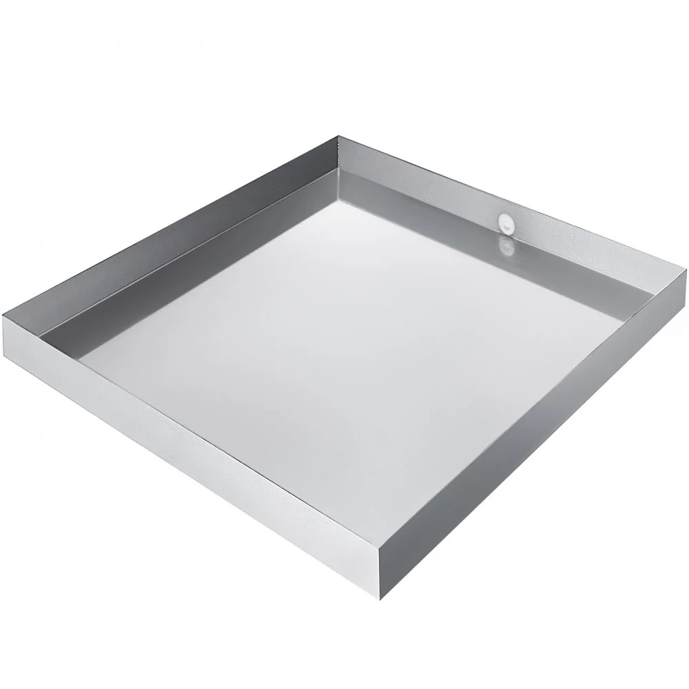 VEVOR Bandeja para lavadora de 32 x 32 x 2,5 pulgadas, 18 GA de espesor, acero inoxidable 304, bandeja de goteo para lavadora compacta y resistente con orificio de drenaje y adaptador de manguera