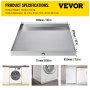 VEVOR Bandeja para lavadora de 32 x 32 x 2,5 pulgadas, 18 GA de espesor, acero inoxidable 304, bandeja de goteo para lavadora compacta y resistente con orificio de drenaje y adaptador de manguera