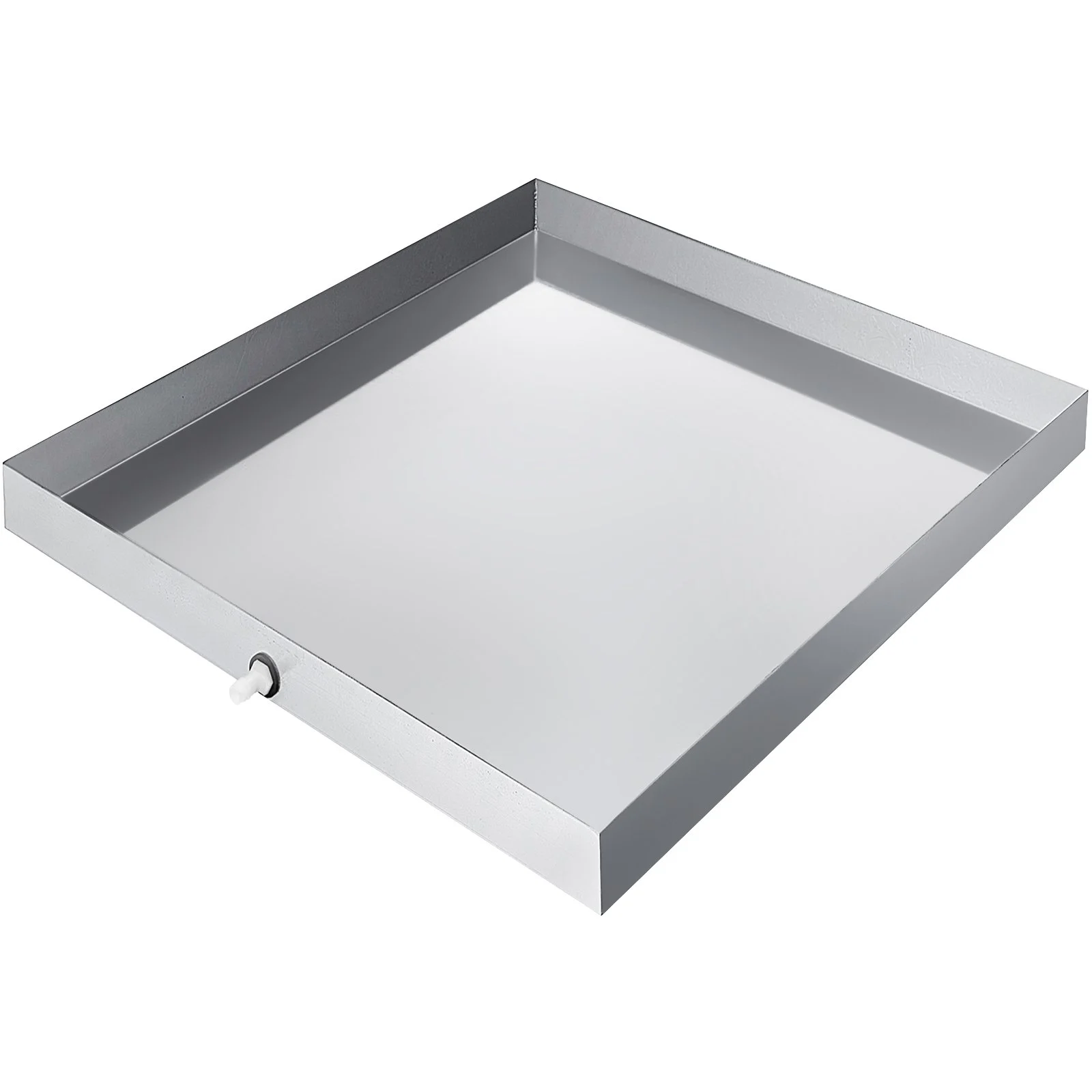 VEVOR Bandeja para lavadora de 32 x 32 x 2,5 pulgadas, 18 GA de espesor, acero inoxidable 304, bandeja de goteo para lavadora compacta y resistente con orificio de drenaje y adaptador de manguera