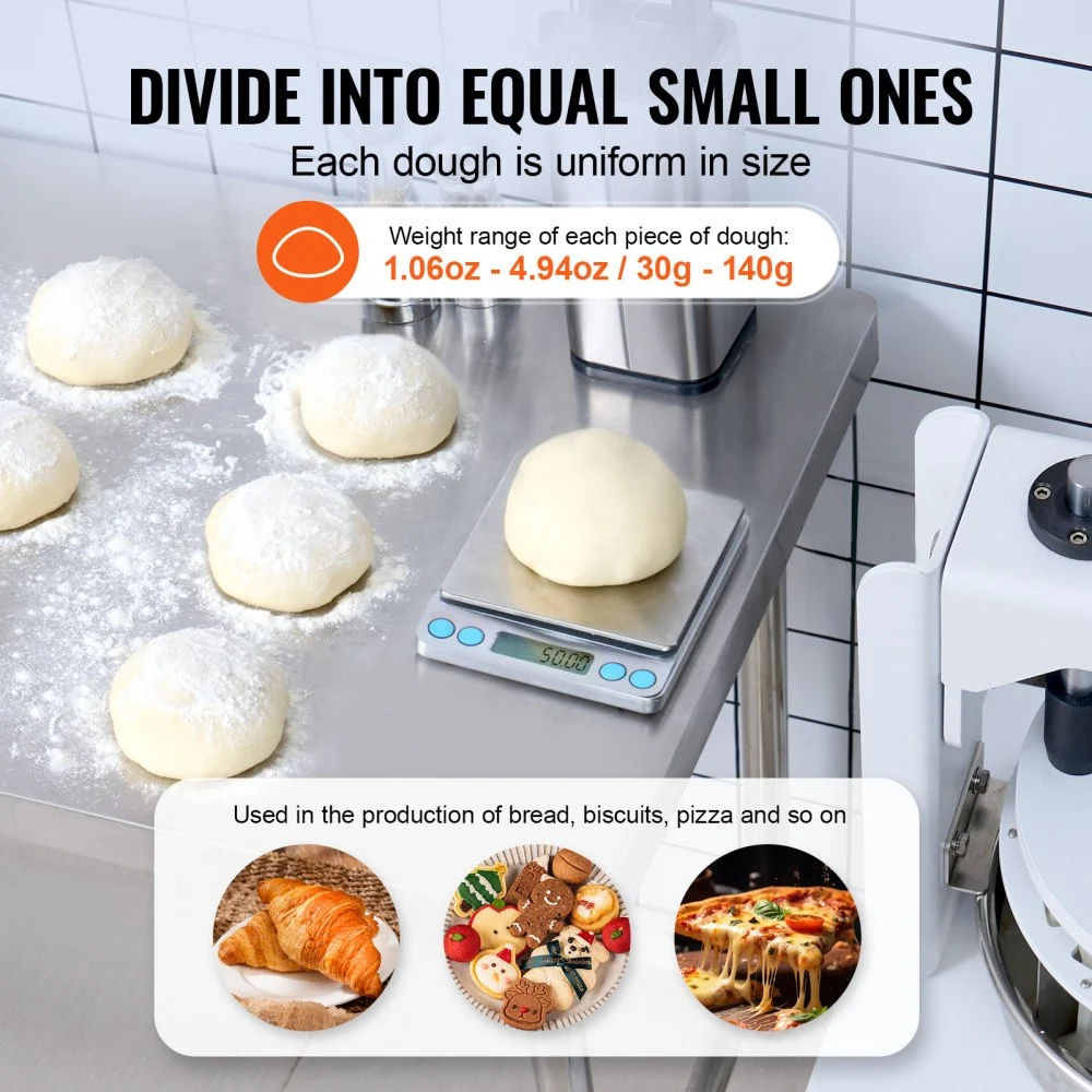 VEVOR Máquina Divisor de Masa Manual 40 Piezas Cortador de Masa de Prensa Manual Vertical 30-150 g con Bandeja y Hoja de Acero Inoxidable Máquina para Hacer Pan para Panadería, Restaurante
