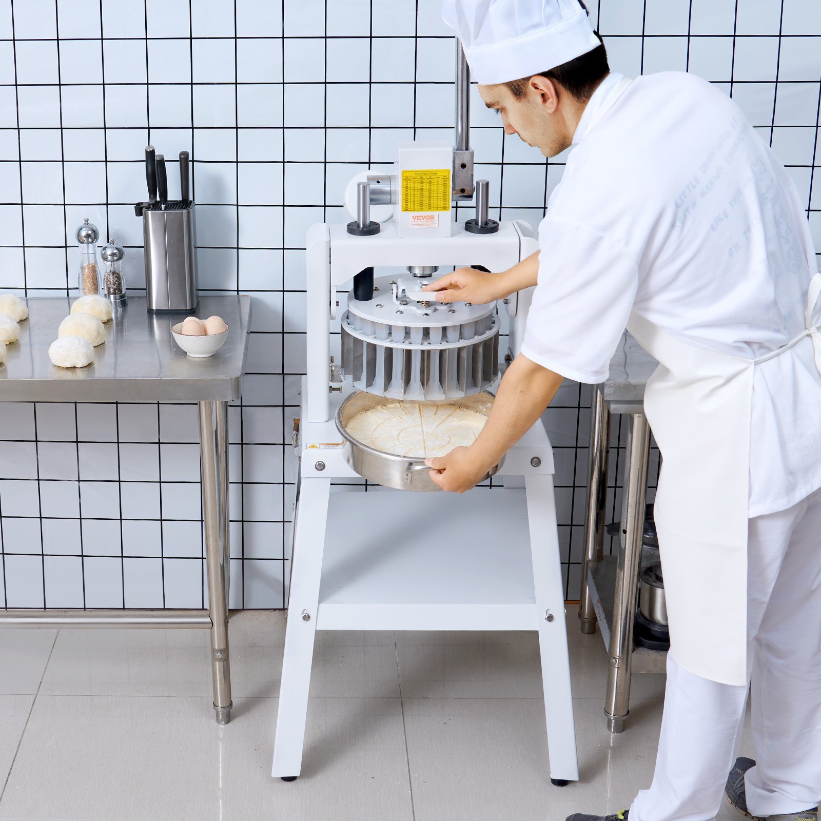 VEVOR Máquina Divisor de Masa Manual 40 Piezas Cortador de Masa de Prensa Manual Vertical 30-150 g con Bandeja y Hoja de Acero Inoxidable Máquina para Hacer Pan para Panadería, Restaurante