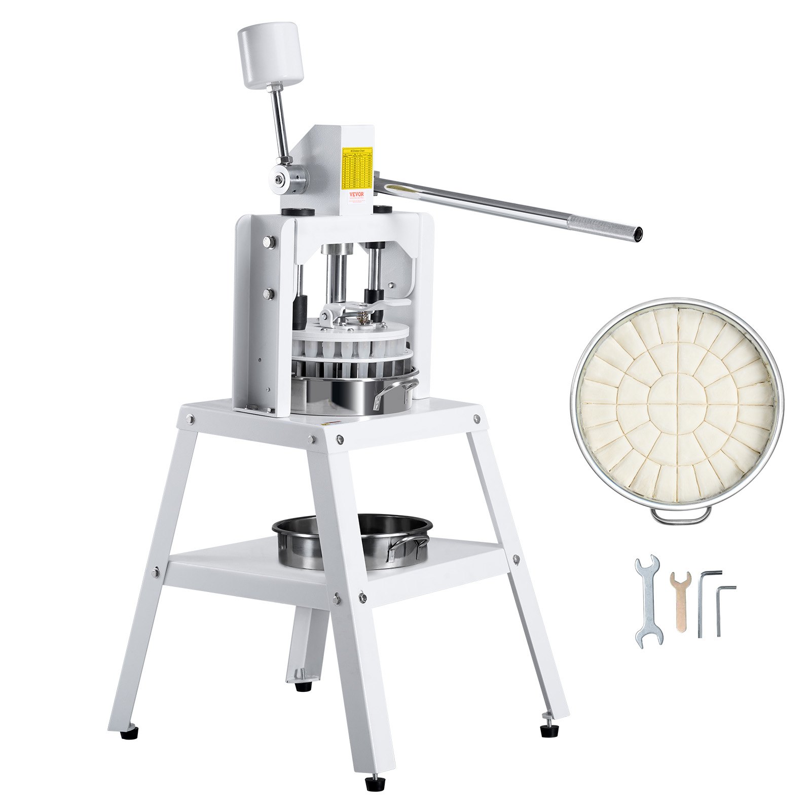 VEVOR Máquina Divisor de Masa Manual 40 Piezas Cortador de Masa de Prensa Manual Vertical 30-150 g con Bandeja y Hoja de Acero Inoxidable Máquina para Hacer Pan para Panadería, Restaurante