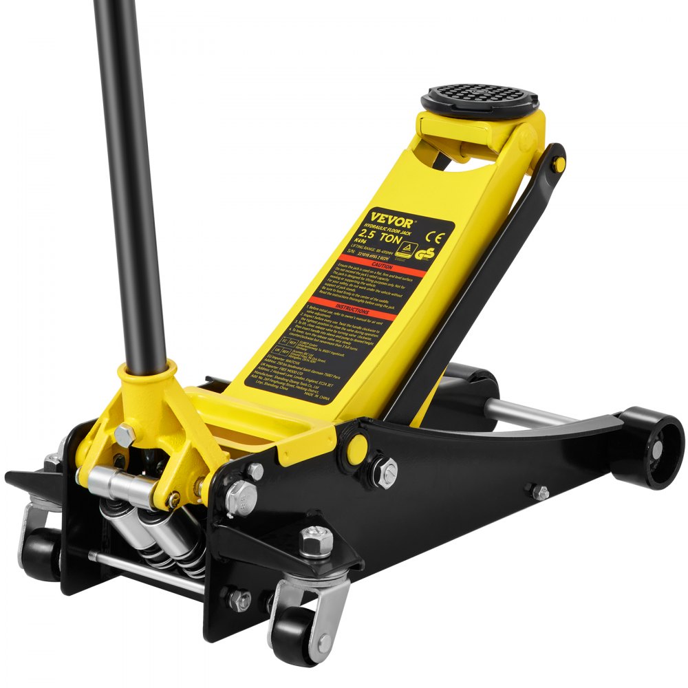 VEVOR Gato de Piso, Gato de Piso de Perfil Bajo de 2.5 toneladas, Gato de Piso de Carreras de Acero de Alta Resistencia con Bomba de elevación rápida de Pistones Dobles, Rango de elevación del Gato de Piso 3.64"-19.49