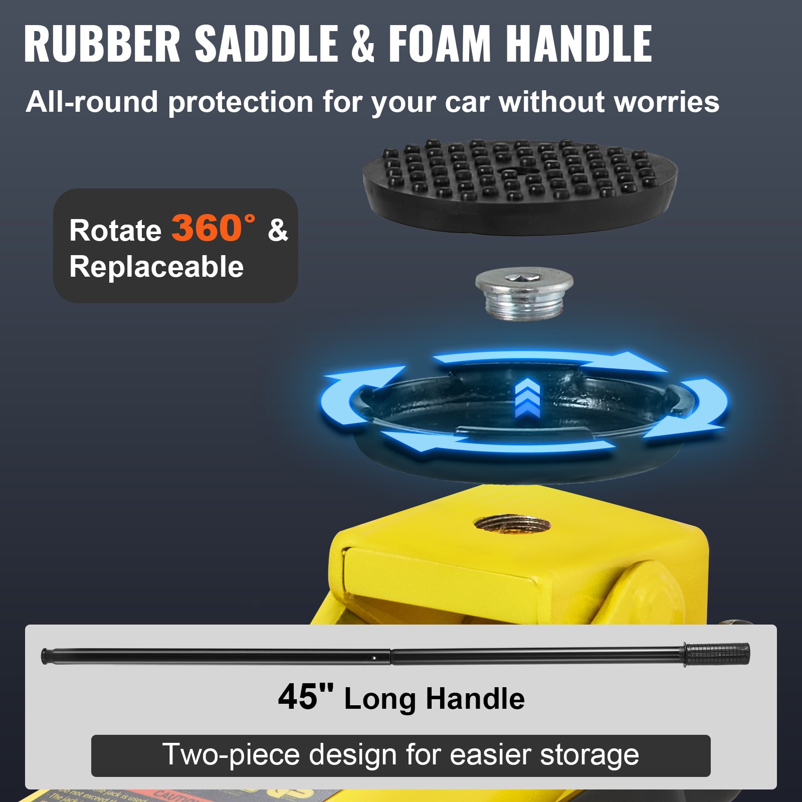 VEVOR Gato de Piso, Gato de Piso de Perfil Bajo de 2.5 toneladas, Gato de Piso de Carreras de Acero de Alta Resistencia con Bomba de elevación rápida de Pistones Dobles, Rango de elevación del Gato de Piso 3.64"-19.49