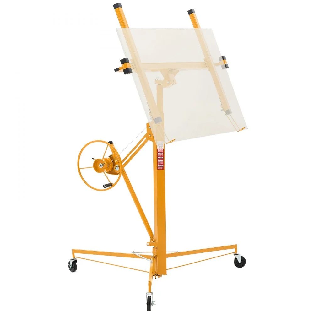 Elevador de paneles de yeso VEVOR de 11 pies, elevador de paneles de yeso de alta resistencia de 150 libras con brazo telescópico ajustable, ruedas bloqueables, herramientas de elevación de paneles de yeso, ideal para instalación en techos y paredes (amarillo)