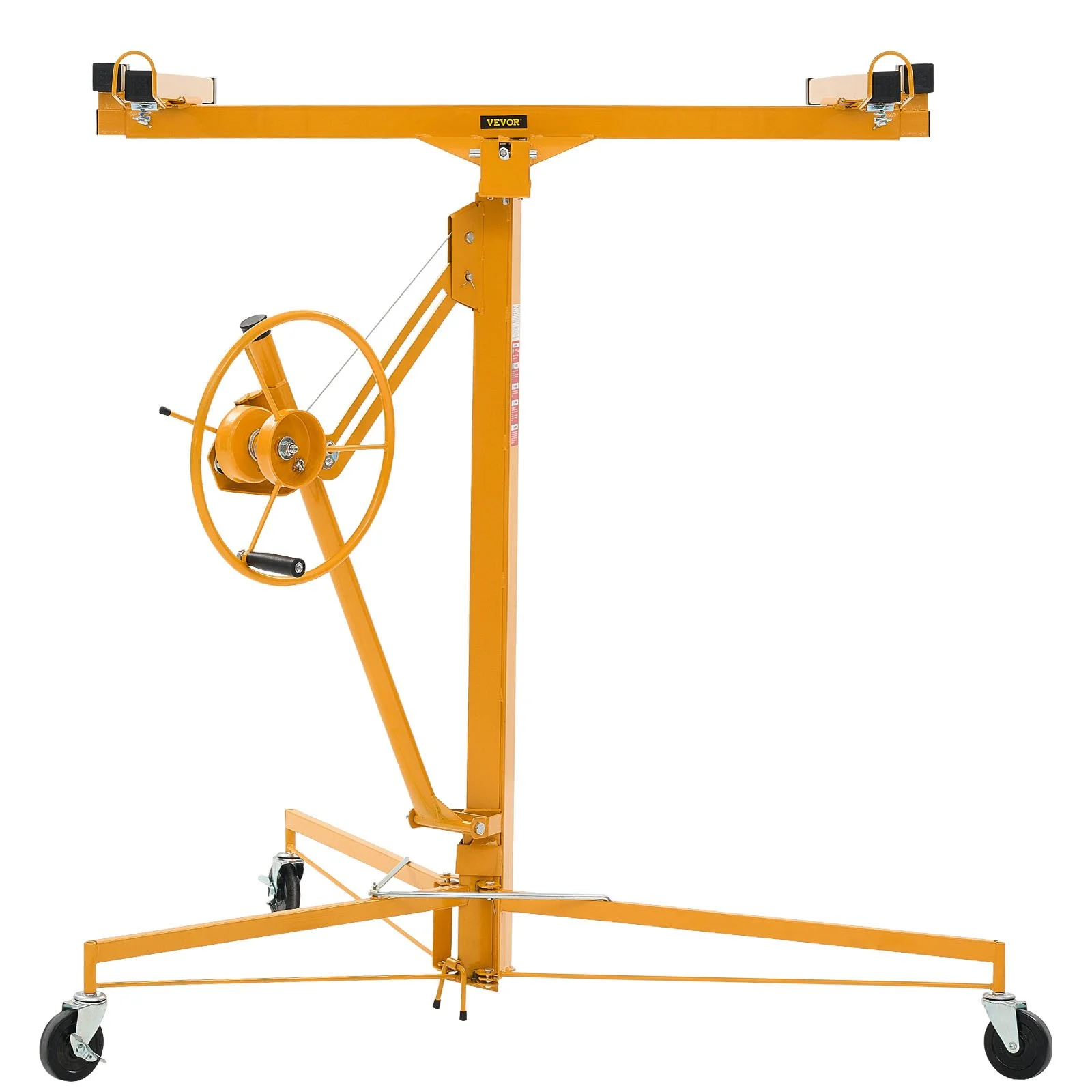 Elevador de paneles de yeso VEVOR de 11 pies, elevador de paneles de yeso de alta resistencia de 150 libras con brazo telescópico ajustable, ruedas bloqueables, herramientas de elevación de paneles de yeso, ideal para instalación en techos y paredes (amarillo)