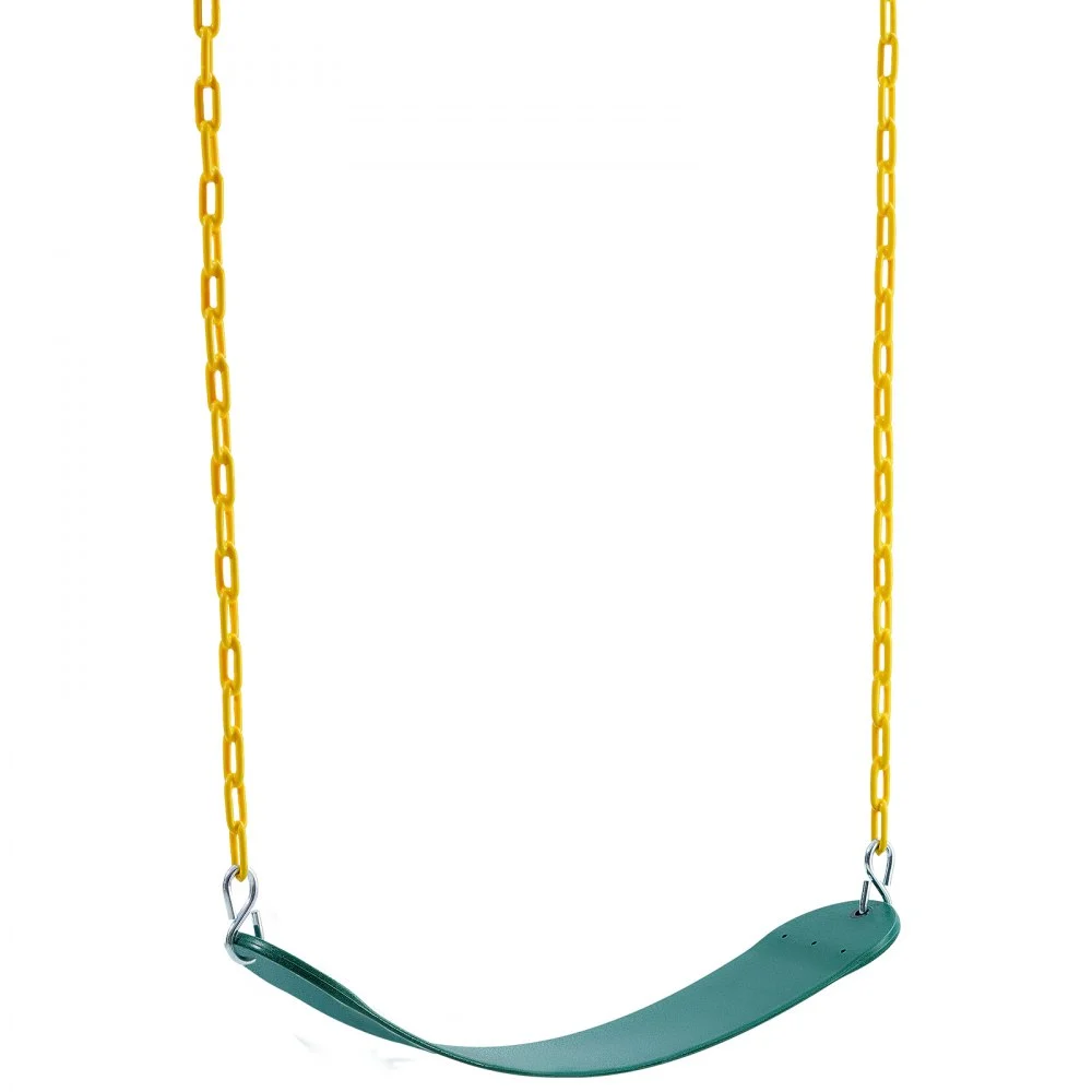 VEVOR - Juego de 2 asientos de columpio con cadenas revestidas de 167 cm y mosquetones, soporta hasta 136 kg. Repuesto para columpios de exterior. Accesorios para columpios infantiles. Para uso en exteriores e interiores. Verde.