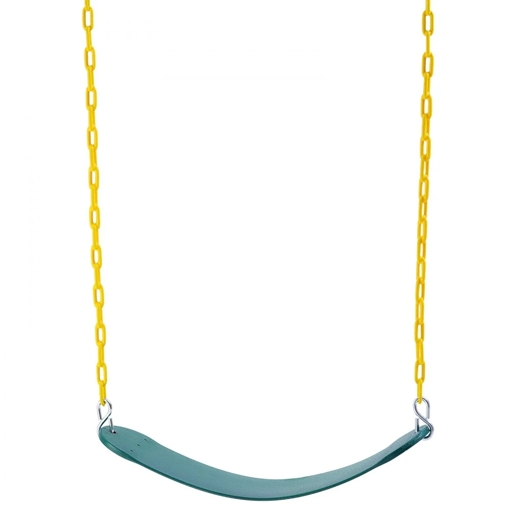 VEVOR - Juego de 2 asientos de columpio con cadenas revestidas de 167 cm y mosquetones, soporta hasta 136 kg. Repuesto para columpios de exterior. Accesorios para columpios infantiles. Para uso en exteriores e interiores. Verde.