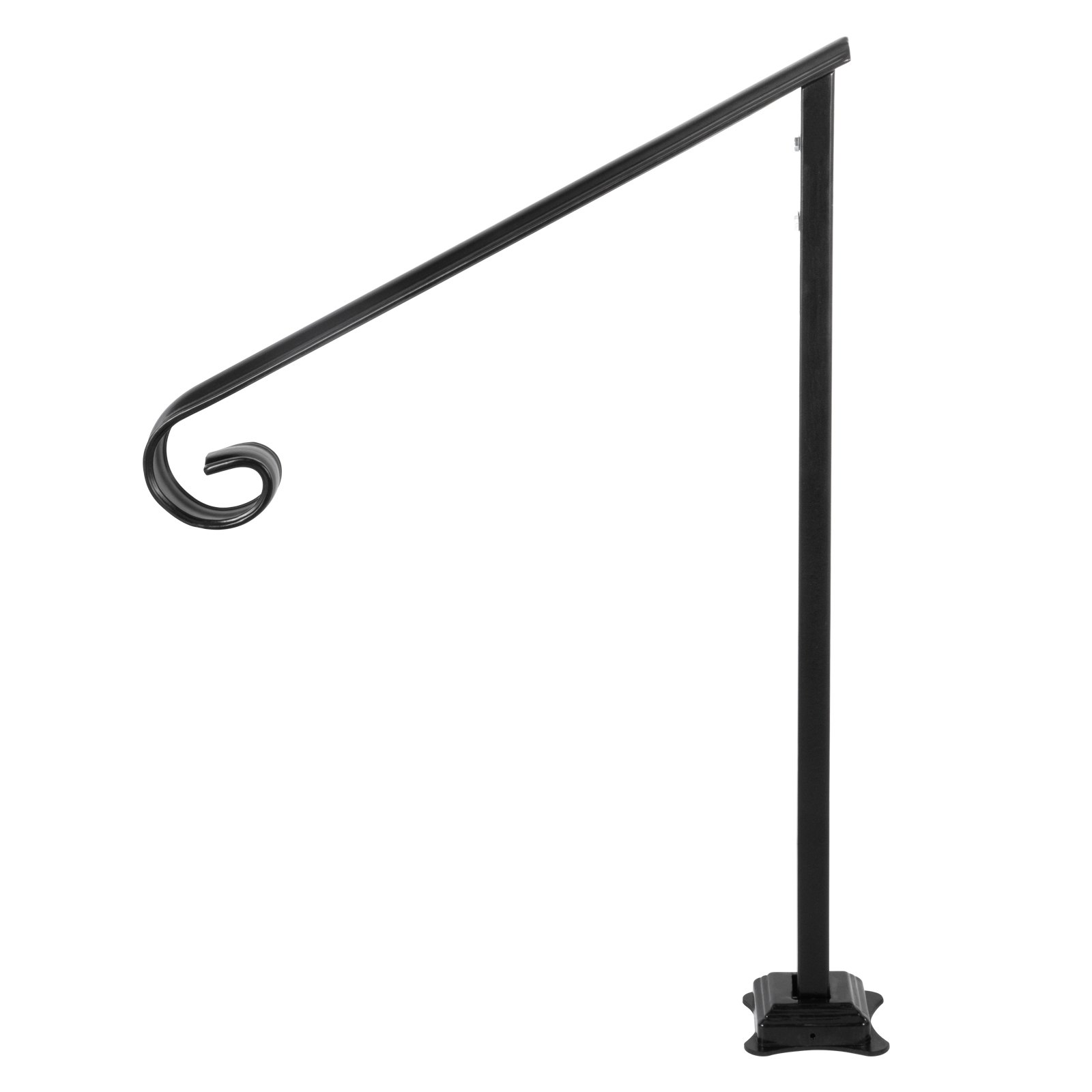 VEVOR Handrail Fits 1 or 2 Steps,Handrails Real Iron Metal Material,Real Wrought Iron Handrails & Stainless Steel Post Mounts, with Installation Kit Hand Rails for Outdoor Steps-Matte Black