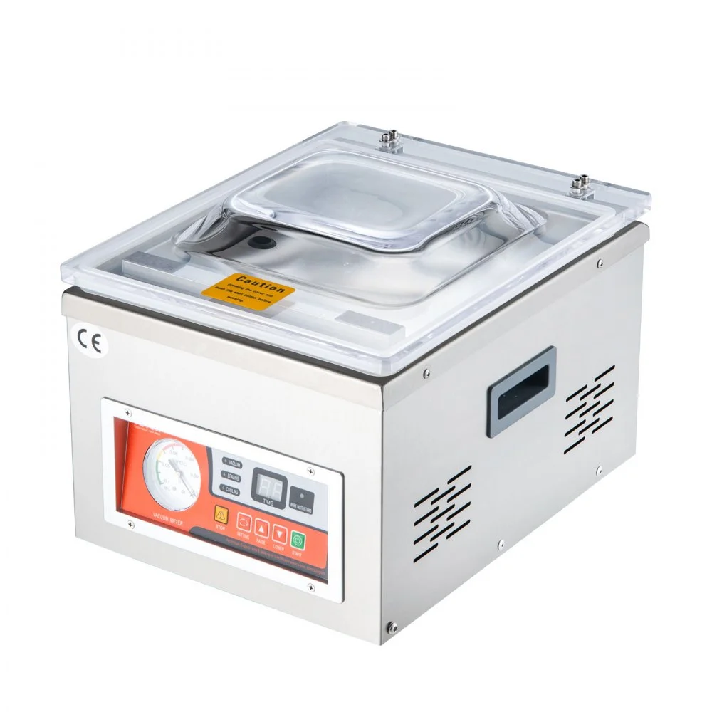Selladora al vacío de cámara VEVOR, potencia de sellado de 260 W, máquina de envasado al vacío para alimentos húmedos, carnes, adobos y más, tamaño compacto con una longitud de sellado de 26 cm, ideal para uso doméstico y comercial.