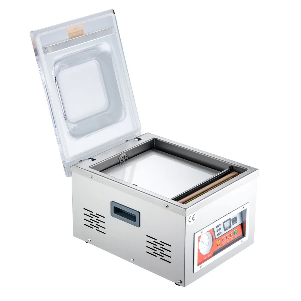 Selladora al vacío de cámara VEVOR, potencia de sellado de 260 W, máquina de envasado al vacío para alimentos húmedos, carnes, adobos y más, tamaño compacto con una longitud de sellado de 26 cm, ideal para uso doméstico y comercial.