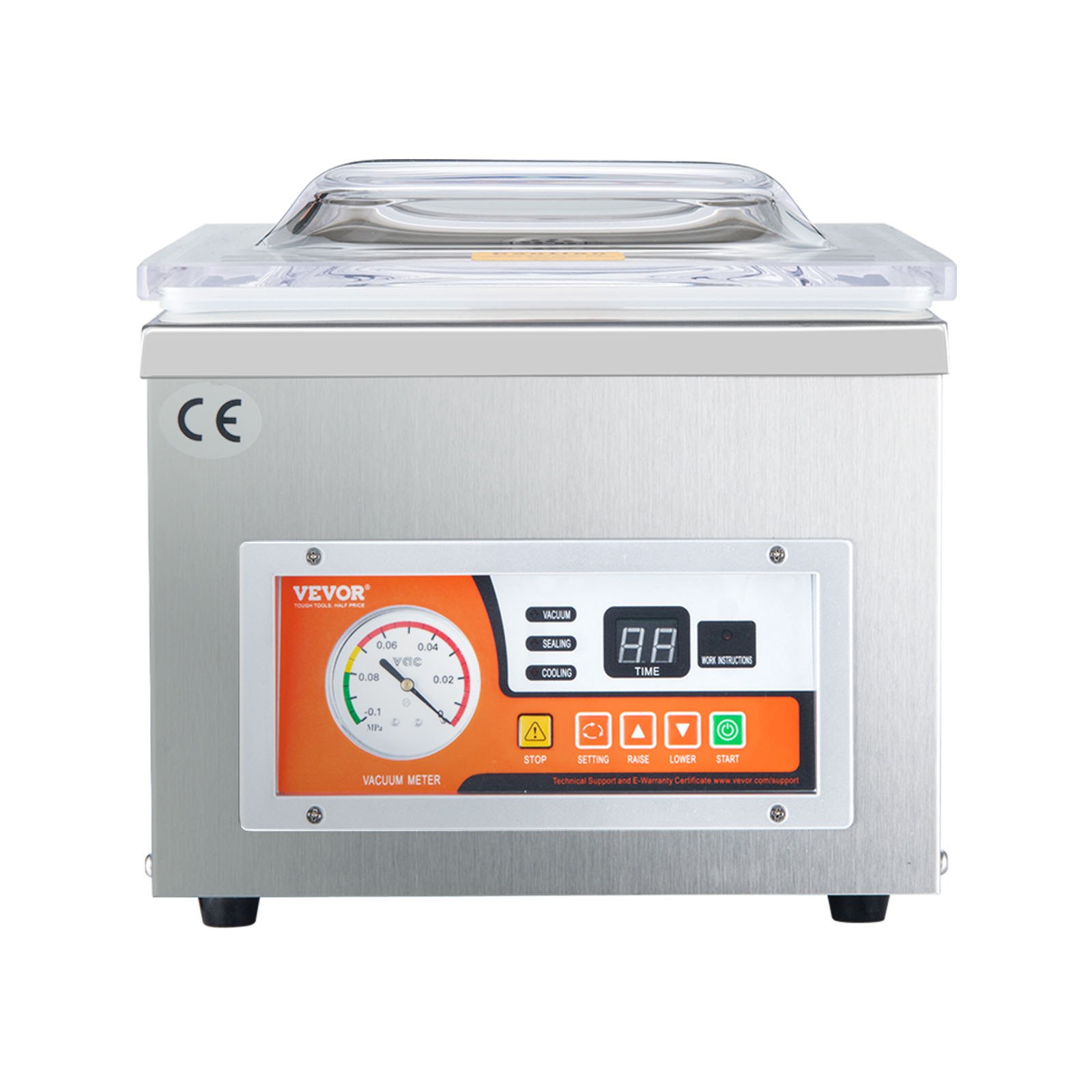 Selladora al vacío de cámara VEVOR, potencia de sellado de 260 W, máquina de envasado al vacío para alimentos húmedos, carnes, adobos y más, tamaño compacto con una longitud de sellado de 26 cm, ideal para uso doméstico y comercial.
