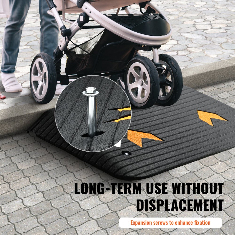 VEVOR Upgraded Rubber Threshold Ramp, 3.5" Rise Door Ramp with 1 Channel, Natural Rubber Car Ramp with Non-Slip Textured Surface, 33069 lbs Load Capacity Curb Ramp for Wheelchair and Scooter