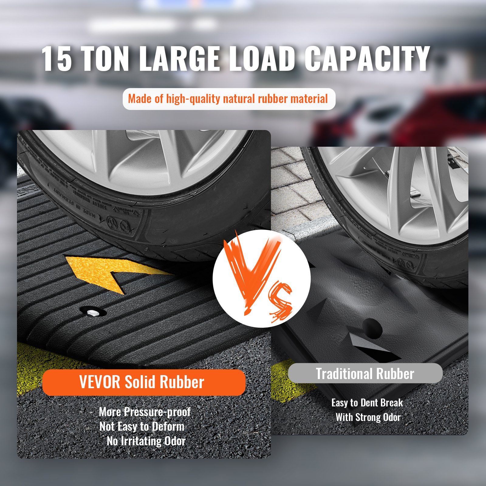 VEVOR Upgraded Rubber Threshold Ramp, 3.5" Rise Door Ramp with 1 Channel, Natural Rubber Car Ramp with Non-Slip Textured Surface, 33069 lbs Load Capacity Curb Ramp for Wheelchair and Scooter