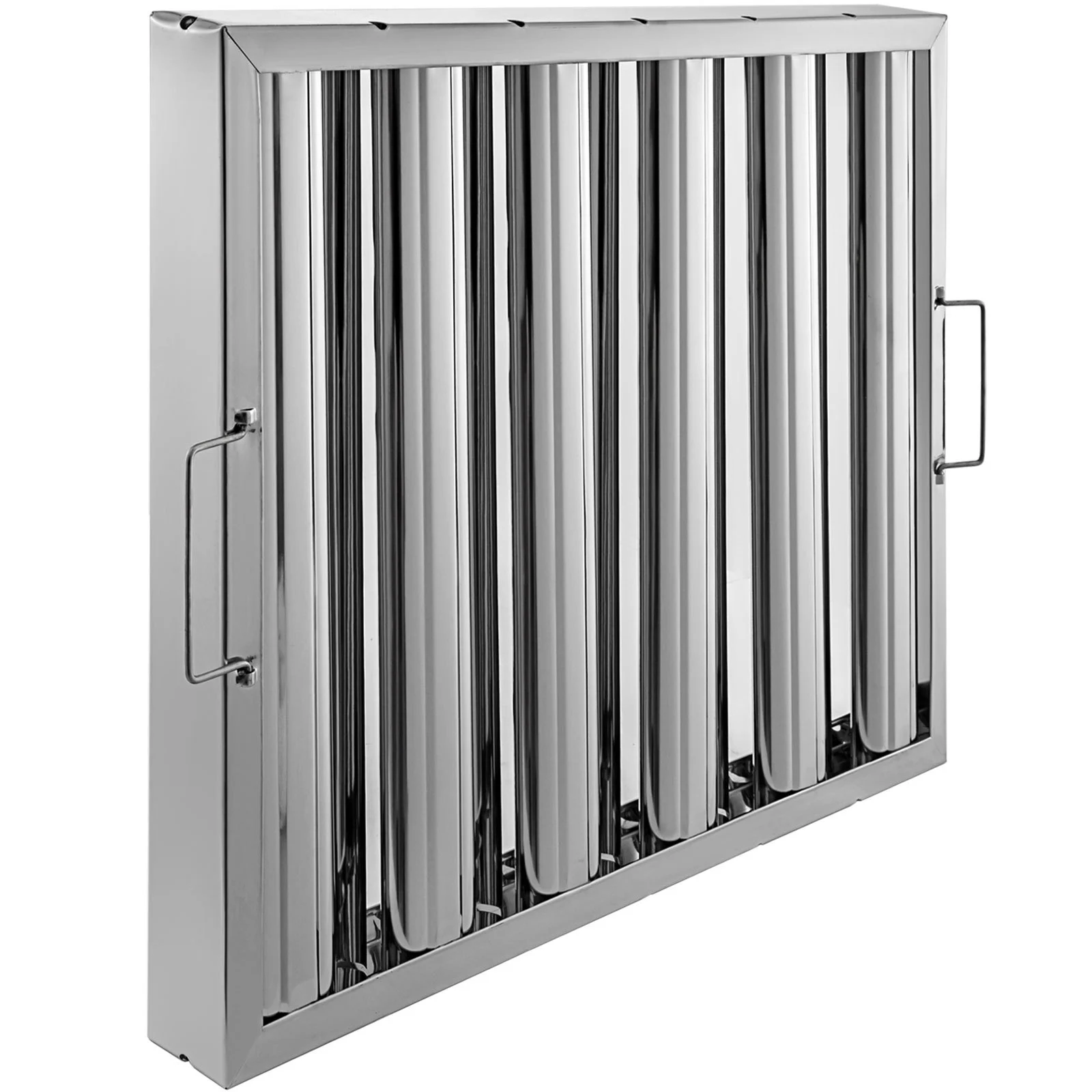 6Pcs/Set 430 Stainless Steel Range Hood Filter With 5 Grooves Baffle Grease Filter 20 x 16 Inch For Commercial Kitchen