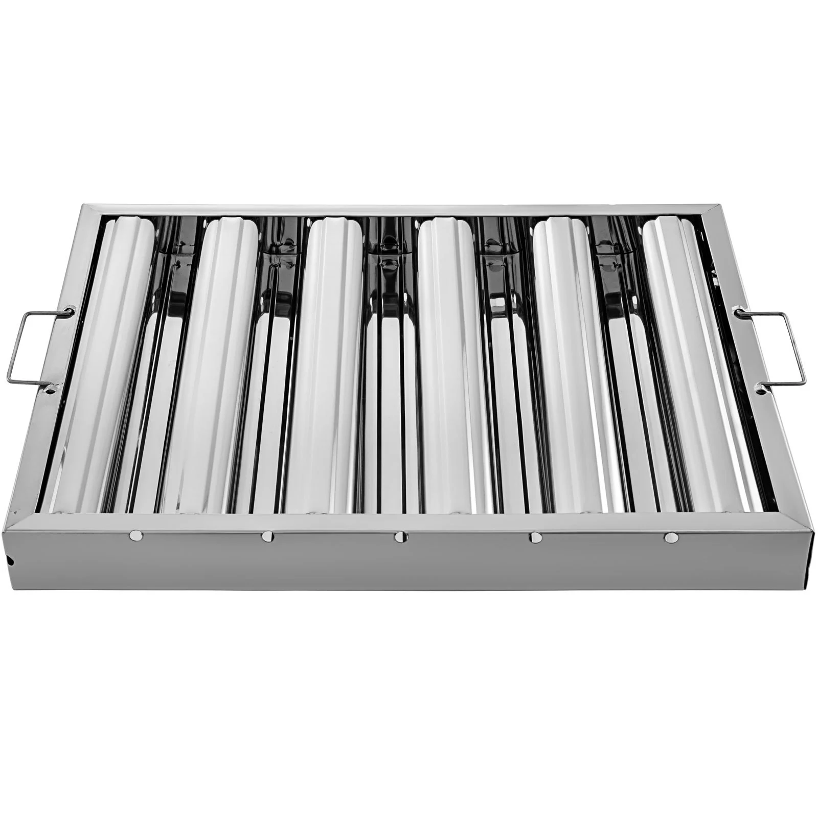 6Pcs/Set 430 Stainless Steel Range Hood Filter With 5 Grooves Baffle Grease Filter 20 x 16 Inch For Commercial Kitchen