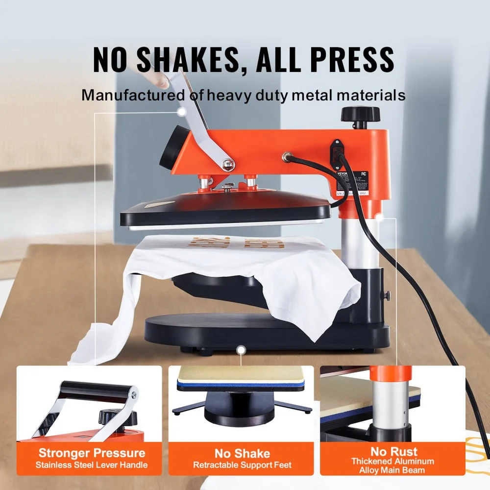 VEVOR Máquina de prensa de calor – Máquina de sublimación de prensa de calor 6 en 1 para camisetas/sombreros/tazas/proyectos de transferencia de calor, prensa de calor multifunción de 12 x 15 con 360° probado según los estándares
