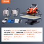 VEVOR Máquina de prensa de calor – Máquina de sublimación de prensa de calor 6 en 1 para camisetas/sombreros/tazas/proyectos de transferencia de calor, prensa de calor multifunción de 12 x 15 con 360° probado según los estándares