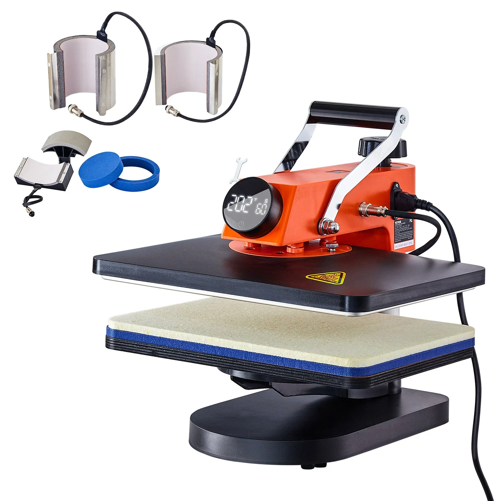 VEVOR Máquina de prensa de calor – Máquina de sublimación de prensa de calor 6 en 1 para camisetas/sombreros/tazas/proyectos de transferencia de calor, prensa de calor multifunción de 12 x 15 con 360° probado según los estándares