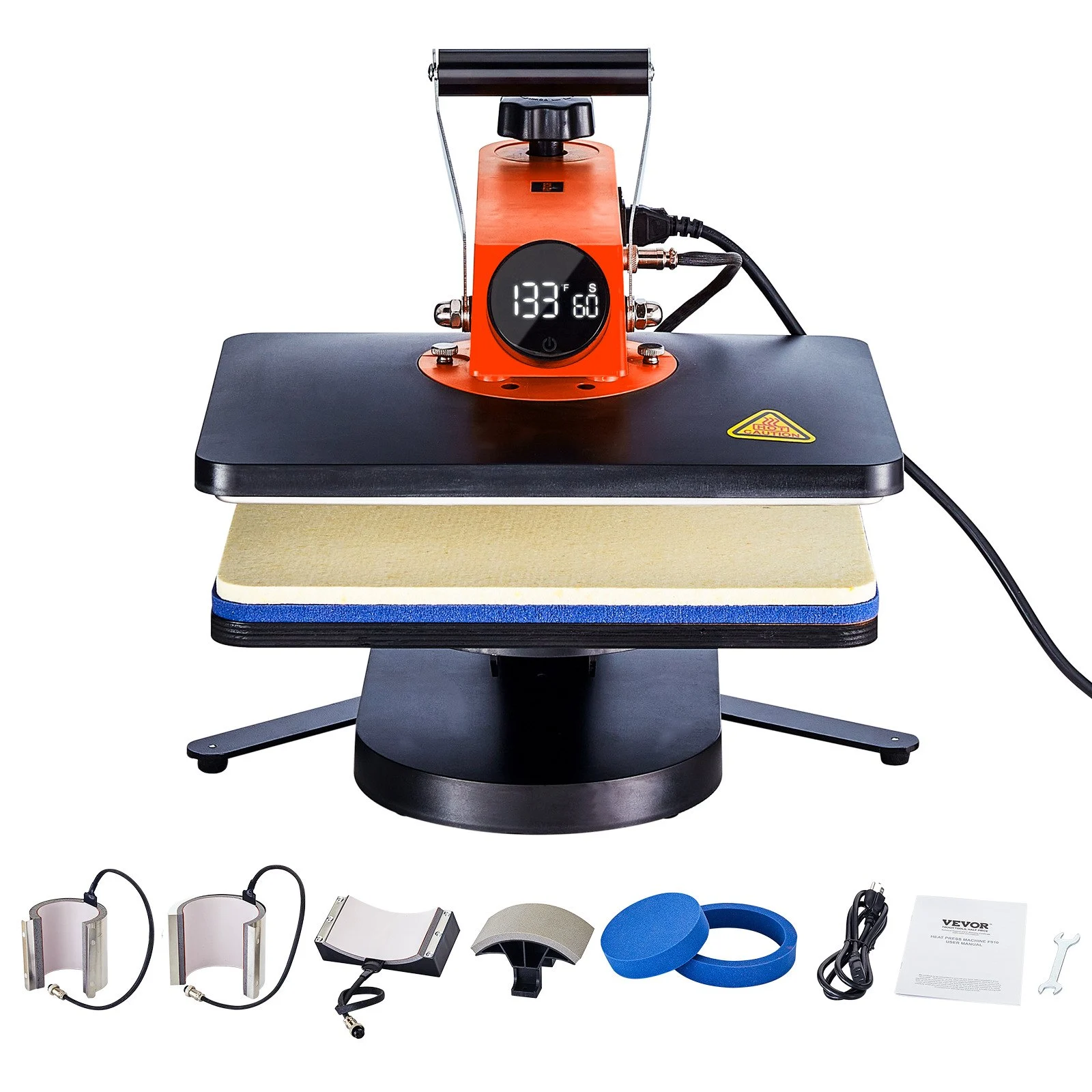 VEVOR Máquina de prensa de calor – Máquina de sublimación de prensa de calor 6 en 1 para camisetas/sombreros/tazas/proyectos de transferencia de calor, prensa de calor multifunción de 12 x 15 con 360° probado según los estándares