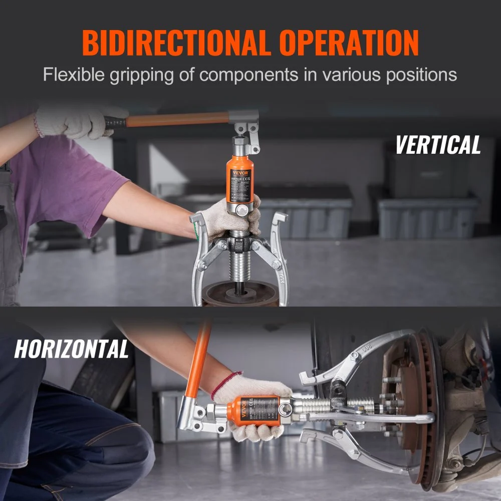 Extractor hidráulico de engranajes VEVOR, capacidad máxima de 5 toneladas, separador de cojinetes de rueda, extractor de 2 o 3 mordazas, vertical y horizontal, extractor hidráulico de 8" con estuche para extraer cubos.