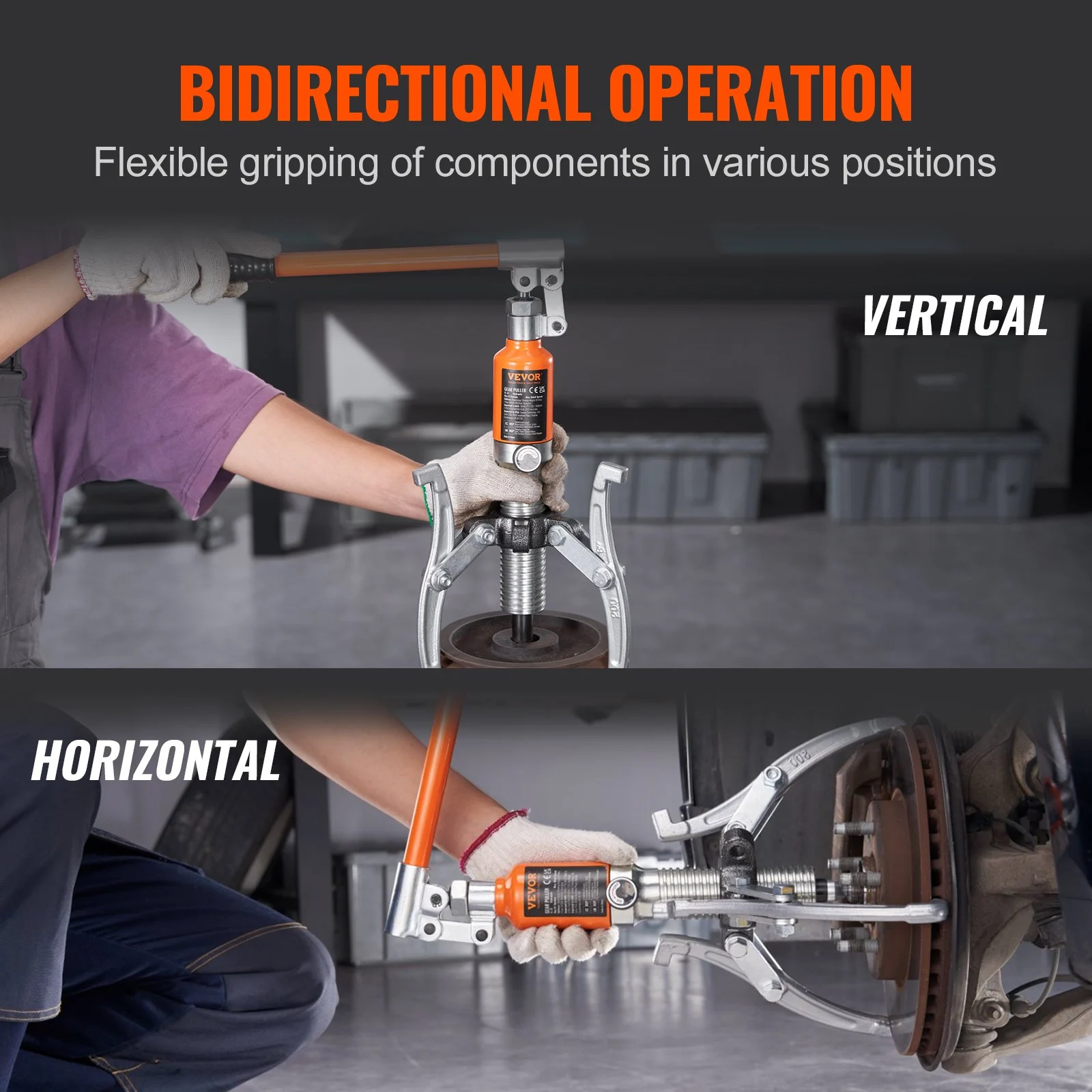 Extractor hidráulico de engranajes VEVOR, capacidad máxima de 5 toneladas, separador de cojinetes de rueda, extractor de 2 o 3 mordazas, vertical y horizontal, extractor hidráulico de 8" con estuche para extraer cubos.