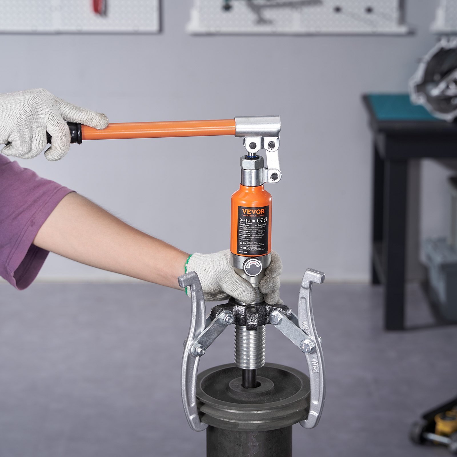 Extractor hidráulico de engranajes VEVOR, capacidad máxima de 5 toneladas, separador de cojinetes de rueda, extractor de 2 o 3 mordazas, vertical y horizontal, extractor hidráulico de 8" con estuche para extraer cubos.