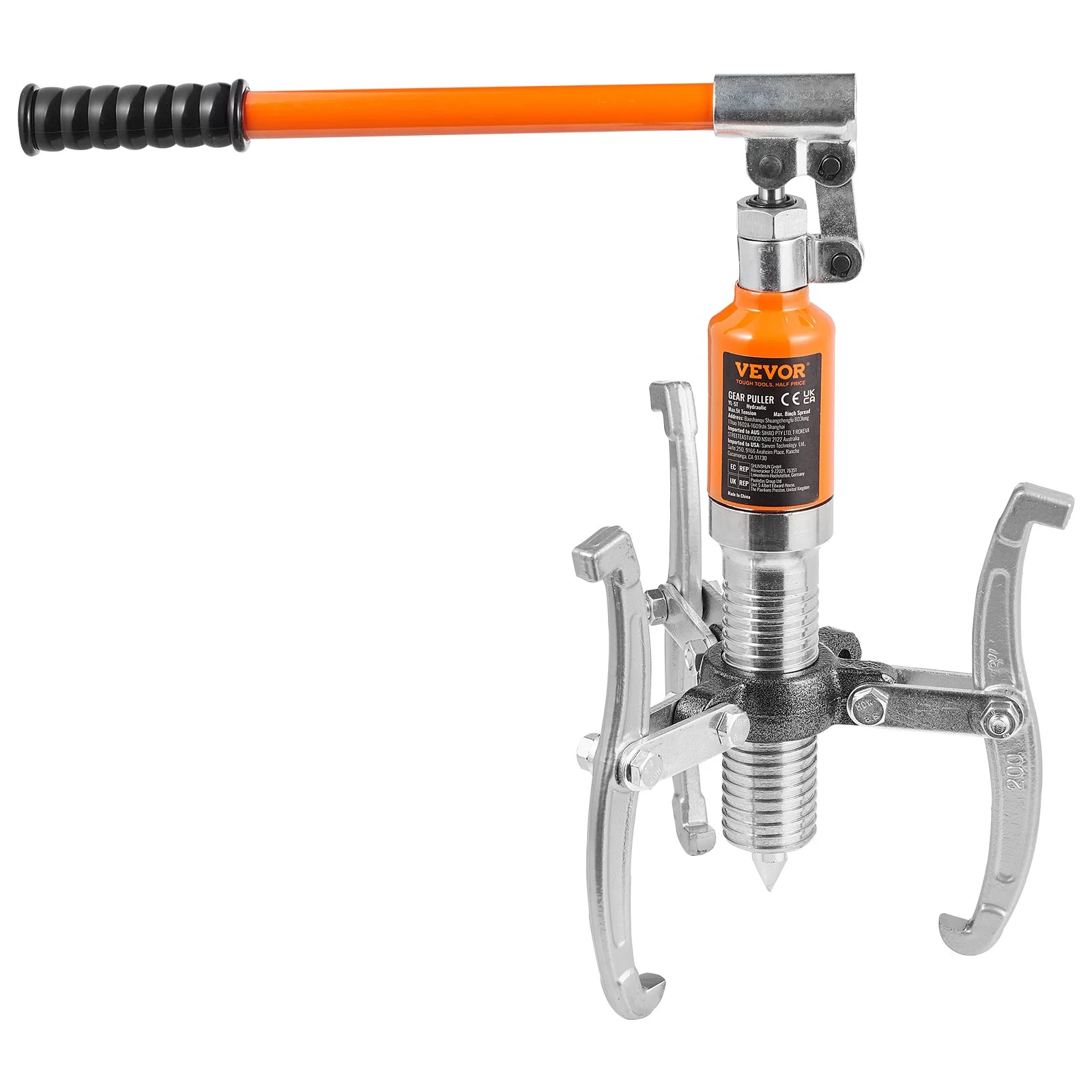 Extractor hidráulico de engranajes VEVOR, capacidad máxima de 5 toneladas, separador de cojinetes de rueda, extractor de 2 o 3 mordazas, vertical y horizontal, extractor hidráulico de 8" con estuche para extraer cubos.