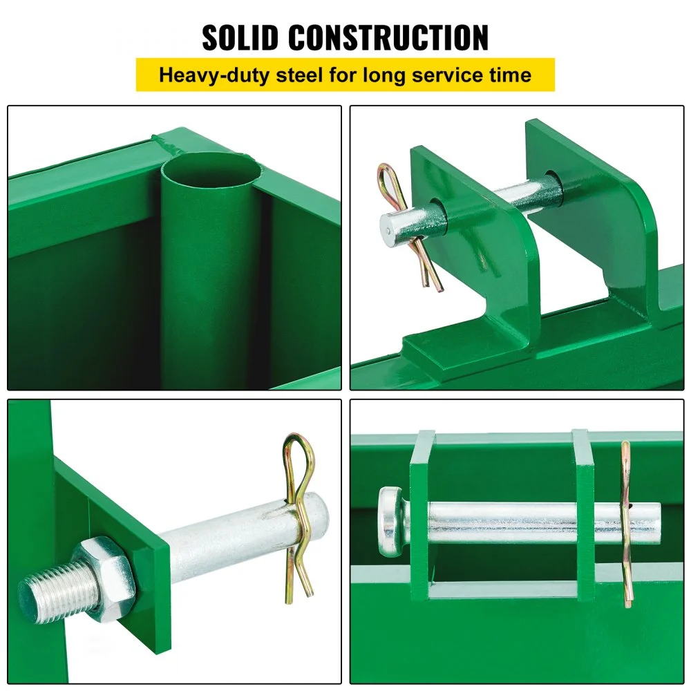 Caja de lastre de 3 puntos VEVOR, capacidad de 800 lb, receptor de enganche estándar de 2 pulgadas, caja de lastre para tractor con volumen de 5 pies cúbicos, acero resistente, compatible con accesorios de tractor de categoría 1, color verde