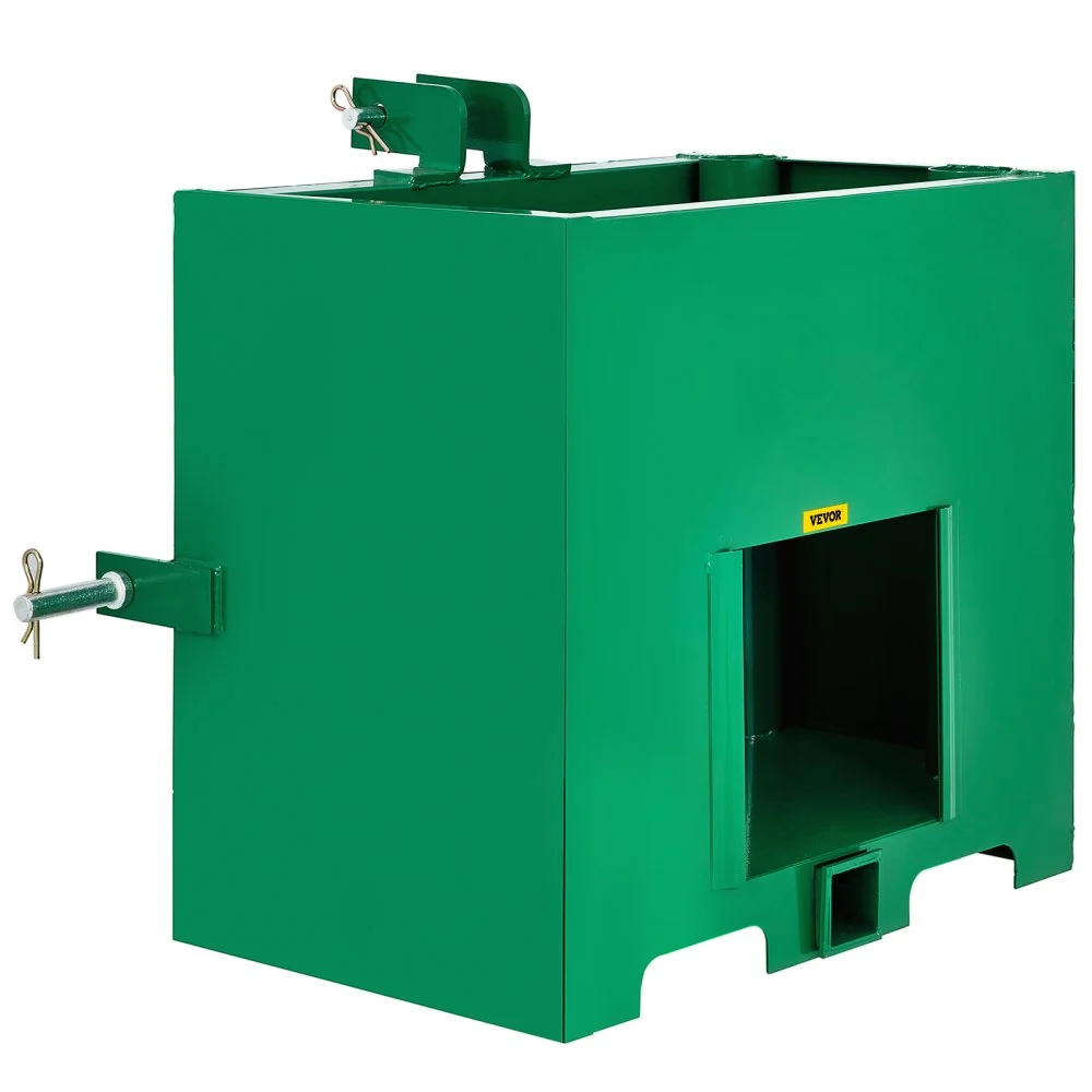 Caja de lastre de 3 puntos VEVOR, capacidad de 800 lb, receptor de enganche estándar de 2 pulgadas, caja de lastre para tractor con volumen de 5 pies cúbicos, acero resistente, compatible con accesorios de tractor de categoría 1, color verde