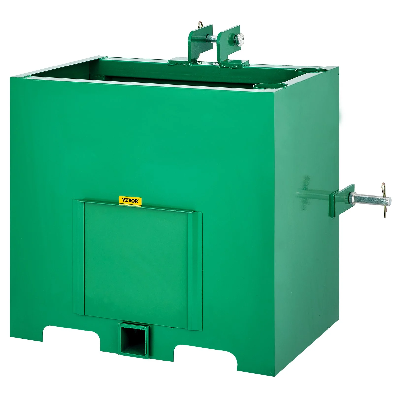 Caja de lastre de 3 puntos VEVOR, capacidad de 800 lb, receptor de enganche estándar de 2 pulgadas, caja de lastre para tractor con volumen de 5 pies cúbicos, acero resistente, compatible con accesorios de tractor de categoría 1, color verde