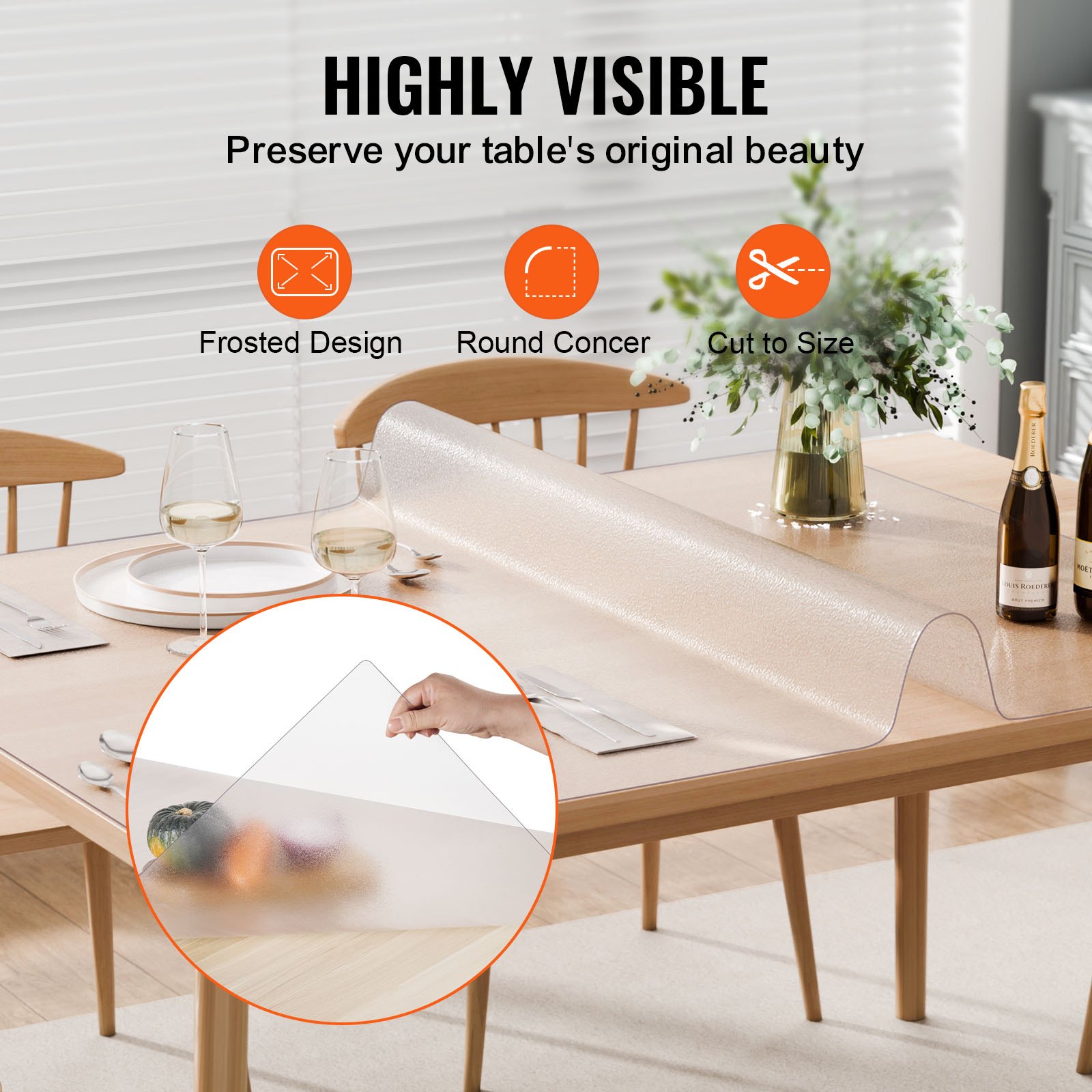 VEVOR - Mantel de plástico esmerilado de 91 x 152 cm (1,5 mm de grosor), rectangular, de PVC, impermeable y fácil de limpiar, para oficina, tocador, comedor, mesa de noche