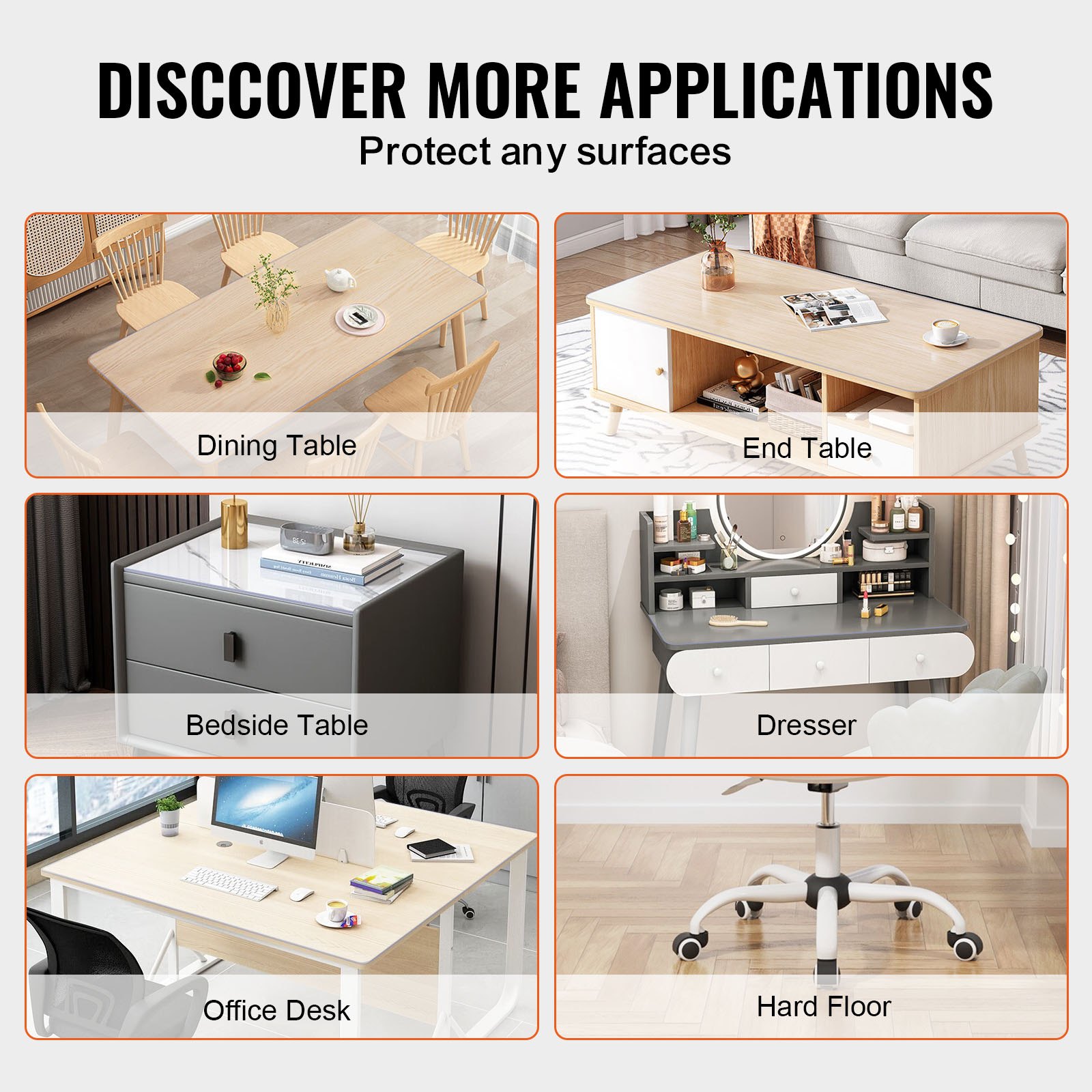 VEVOR - Mantel de plástico esmerilado de 91 x 152 cm (1,5 mm de grosor), rectangular, de PVC, impermeable y fácil de limpiar, para oficina, tocador, comedor, mesa de noche
