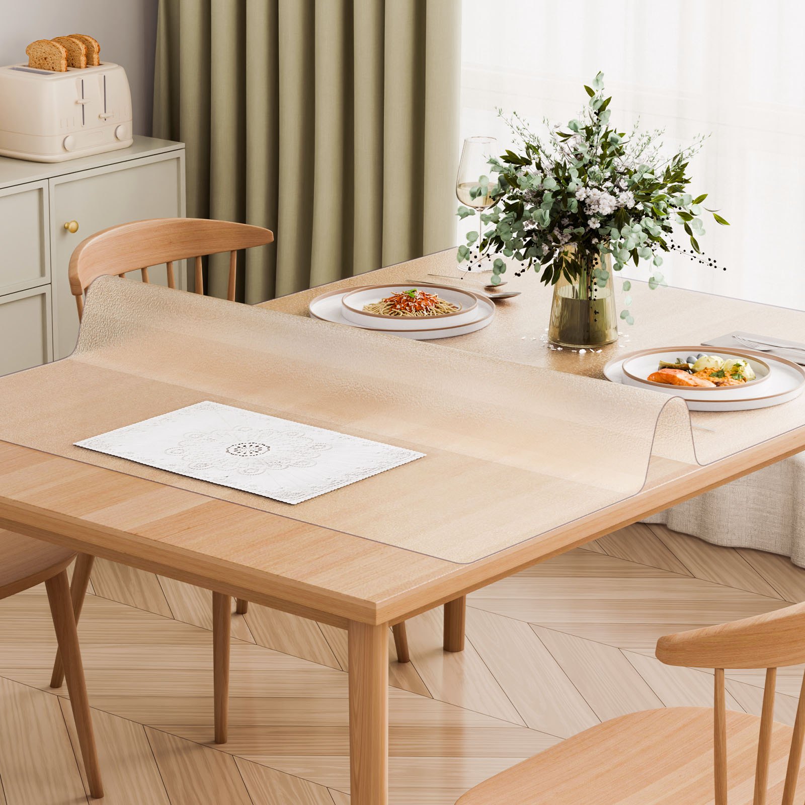 VEVOR - Mantel de plástico esmerilado de 91 x 152 cm (1,5 mm de grosor), rectangular, de PVC, impermeable y fácil de limpiar, para oficina, tocador, comedor, mesa de noche