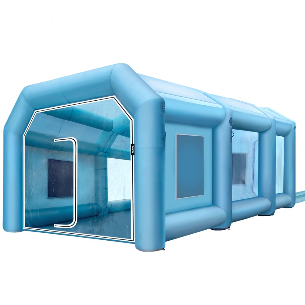 Cabina de pintura inflable VEVOR, cabina de pintura en aerosol de 19,69 x 13,12 x 8,53 pies, potentes sopladores de 750 W + 350 W, cabina de pintura inflable con sistema de filtro de aire, cabina de pintura de coche para estación de trabajo de tienda de estacionamiento de coche