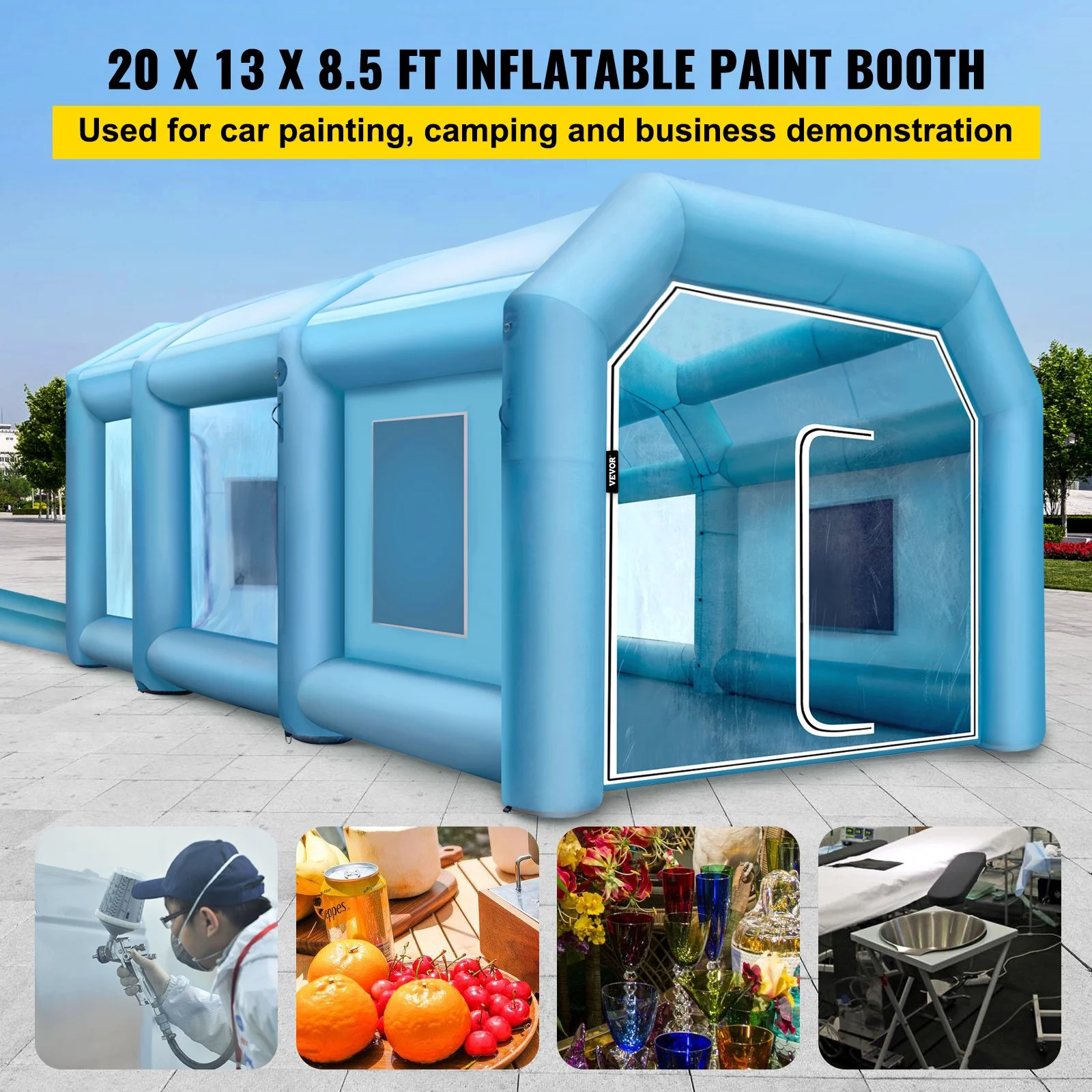 Cabina de pintura inflable VEVOR, cabina de pintura en aerosol de 19,69 x 13,12 x 8,53 pies, potentes sopladores de 750 W + 350 W, cabina de pintura inflable con sistema de filtro de aire, cabina de pintura de coche para estación de trabajo de tienda de estacionamiento de coche