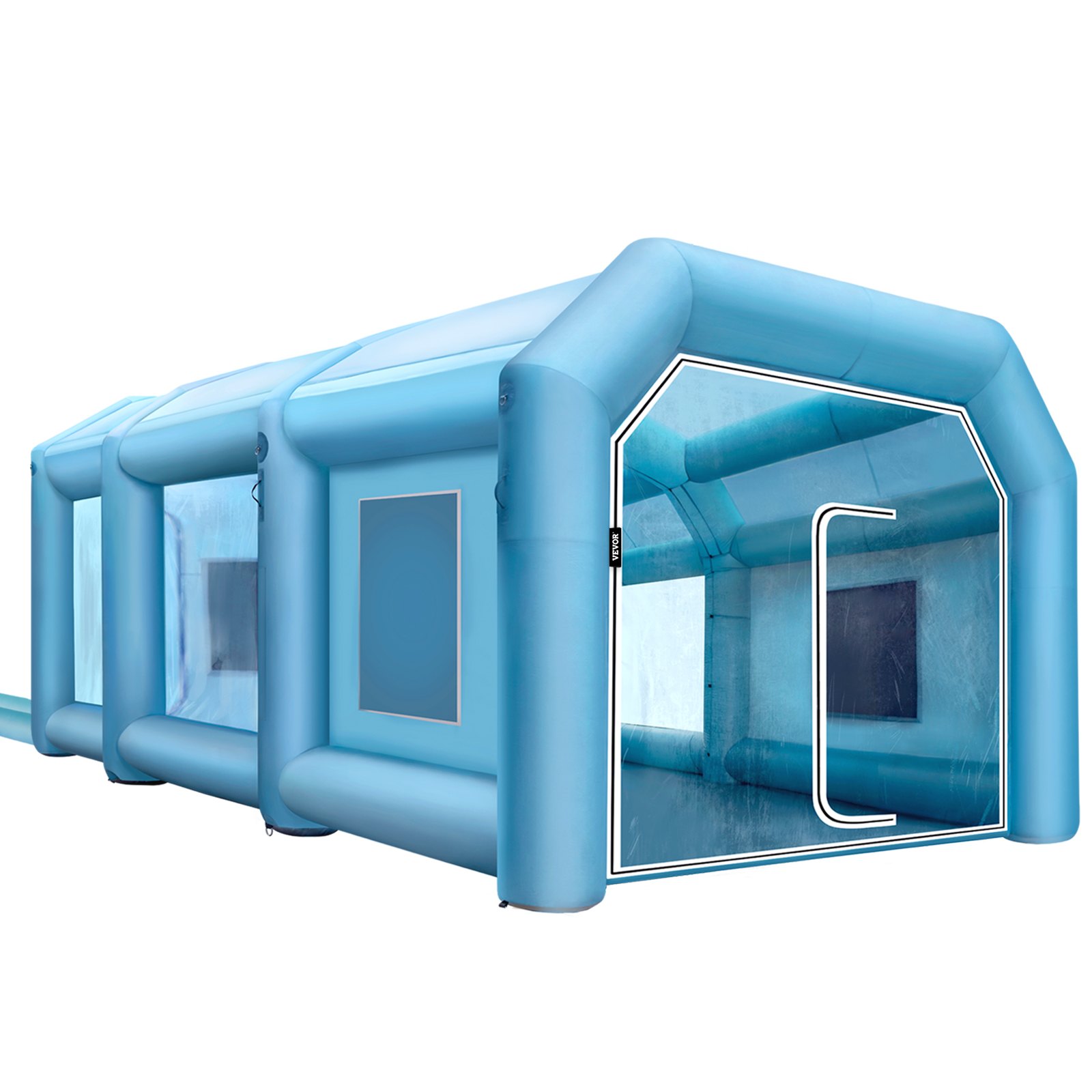 Cabina de pintura inflable VEVOR, cabina de pintura en aerosol de 19,69 x 13,12 x 8,53 pies, potentes sopladores de 750 W + 350 W, cabina de pintura inflable con sistema de filtro de aire, cabina de pintura de coche para estación de trabajo de tienda de estacionamiento de coche