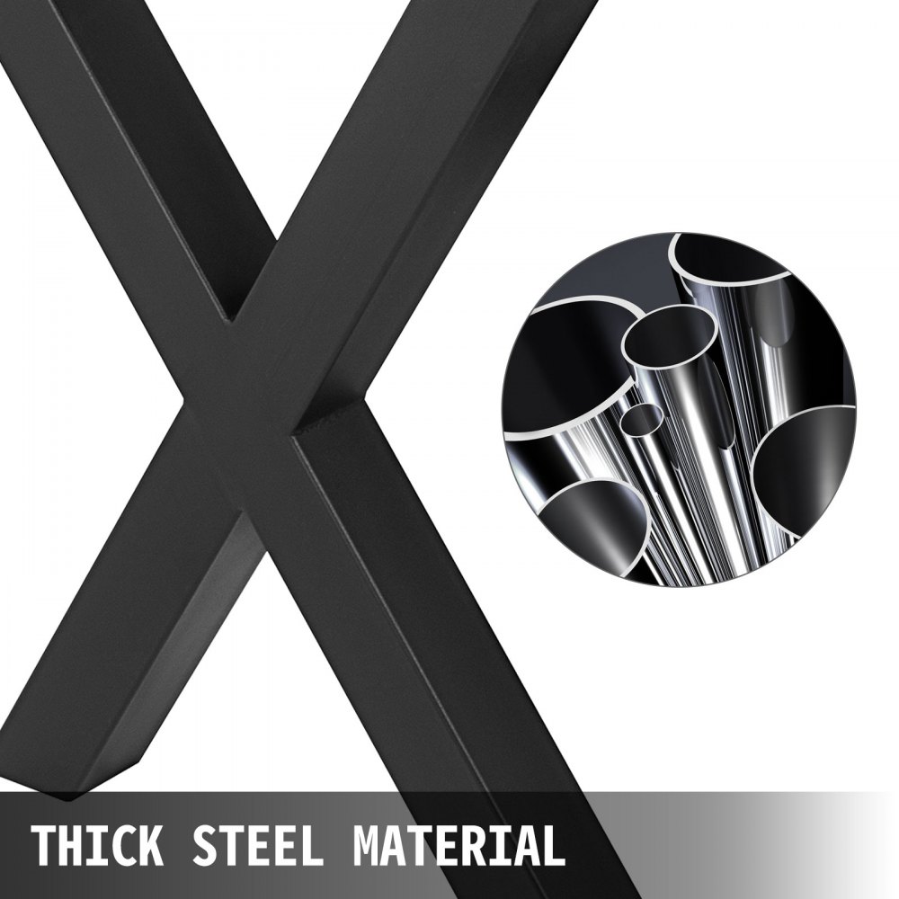 VEVOR - Juego de 2 patas de acero para mesa de comedor (71,1 cm de alto y 76,2 cm de ancho), resistentes, con sección cuadrada de 8 cm y marco en X, 71,1 cm x 76,2 cm x 8 cm, color negro, estilo industrial rústico.