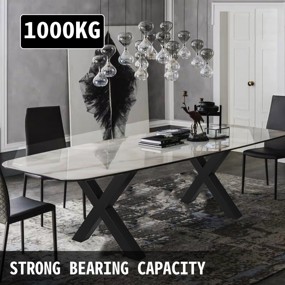 VEVOR - Juego de 2 patas de acero para mesa de comedor (71,1 cm de alto y 76,2 cm de ancho), resistentes, con sección cuadrada de 8 cm y marco en X, 71,1 cm x 76,2 cm x 8 cm, color negro, estilo industrial rústico.