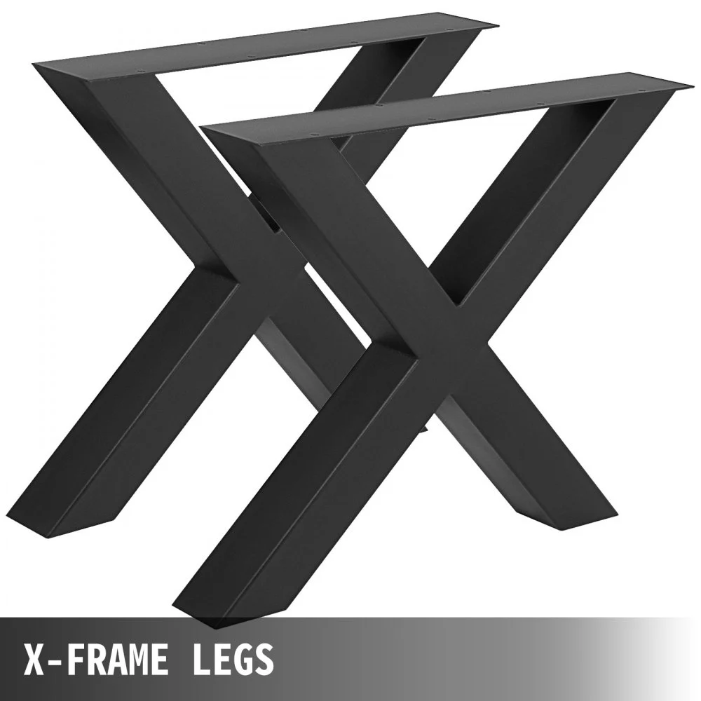 VEVOR - Juego de 2 patas de acero para mesa de comedor (71,1 cm de alto y 76,2 cm de ancho), resistentes, con sección cuadrada de 8 cm y marco en X, 71,1 cm x 76,2 cm x 8 cm, color negro, estilo industrial rústico.