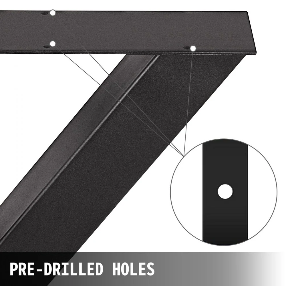 VEVOR - Juego de 2 patas de acero para mesa de comedor (71,1 cm de alto y 76,2 cm de ancho), resistentes, con sección cuadrada de 8 cm y marco en X, 71,1 cm x 76,2 cm x 8 cm, color negro, estilo industrial rústico.